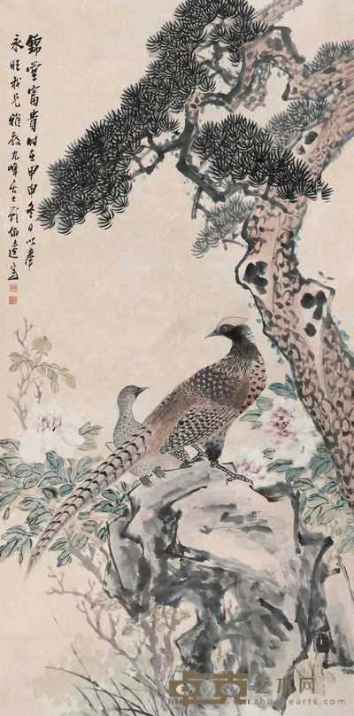 顾伯逵 锦堂富贵图 立轴 134×65.5cm